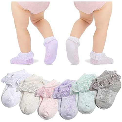 Baby Girl Lace Socks Eyelet Ruffle Socks 2/3/5/6 Pairs Princess Dress Socks Newborn Infant Toddler