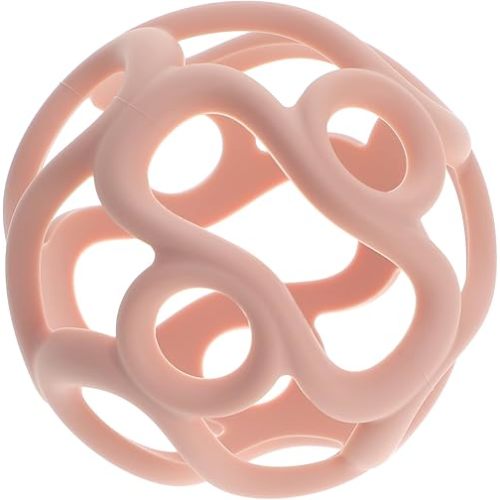 Silicone Teething Ball Toy, Tactile Sensory Ball Toy for Babies, Easy to Hold Design, Stretchy, Squisly, Soft (Dark Pink)