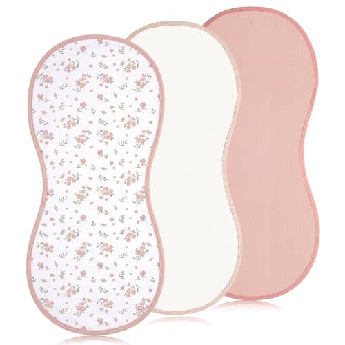 Hahafelt 3 Pcs Baby Changing Pad Liners,Pastel Style,Pink | Compatible with Peanut Changer, Organic Cotton Cover, Waterproof Backing, Washable Reusable, Warm Soft for Baby