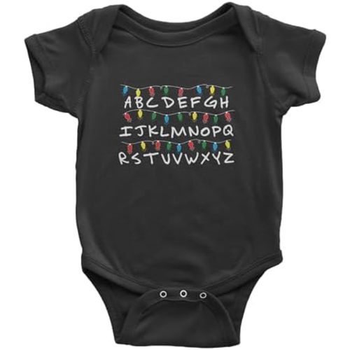 Alphabet Christmas Lights Infant One-Piece Bodysuit, Soft Cotton