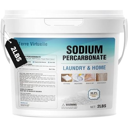 Sodium Percarbonate – Oxygen Bleach Powder & Laundry Booster – Multi-Purpose Cleaner for Stain Removal, Whitening, Deodorizing – Chlorine-Free (2LBS)
