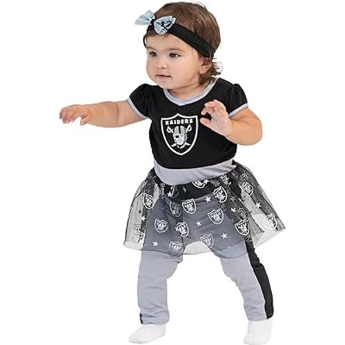 MODERN HERO NFL Officially Licensed One-piece Bodysuit with Mesh Skirt, Leggings and Matching Headband