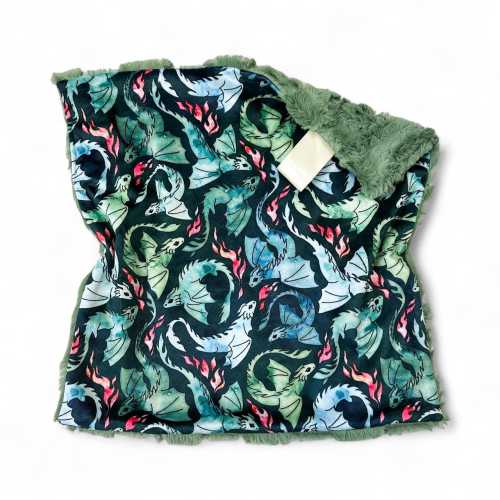Dragon Baby Blanket: Handmade Minky and Faux Fur Baby Lovey Blanket
