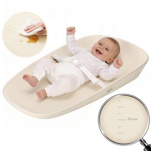 GOTGELIF Baby Changing Pad Portable Diaper Changing Mat with uilt-in Growth Ruler, Safety Strap & Soft EVA Foam
