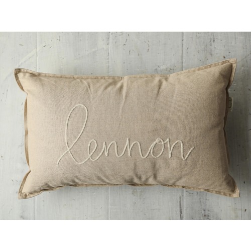 Custom Embroidered Linen Lumbar Pillow for Nursery, Toddler Bed, Bedroom | Personalized Decoration for Baby | Baby Shower Gift