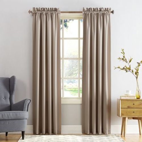 54"x84" Sun Zero Room Darkening Seymour Rod Pocket Curtain Panel Stone: Energy Efficient, Noise Reduction, Thermal Insulated