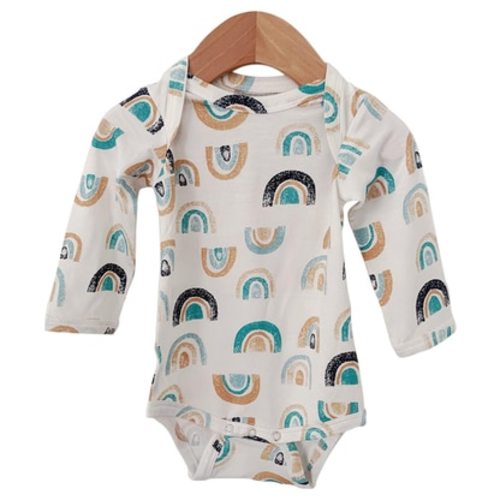 Long Sleeve Bodysuit, Blue Rainbow