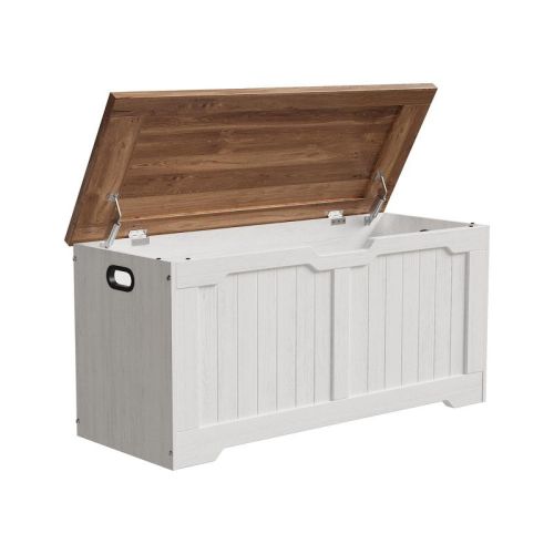 Farmhouse Storage Bench, Storage Chest with 2 Safety Hinges, 15.7 x 39.4 x 18.9 Inches, Ideal for Entryway, Bedroom, and Living Room
