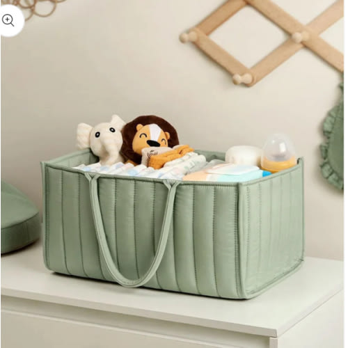Multifunctional Cotton Nappy Caddy Storage Basket with Handles - Brown, Pink & Sage, Grey & Flowers