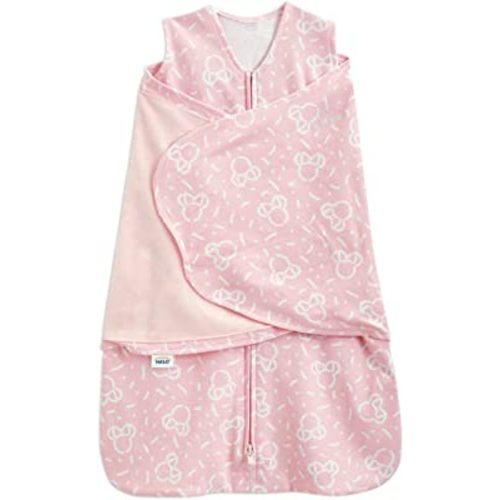 HALO Disney 100% Cotton Muslin Sleepsack Swaddle, 3-Way Adjustable Wearable Blanket, Confetti Minnie Pink, Newborn, 0-3 Months