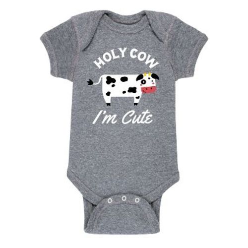 Boys' Country Casuals Holy Cow I'm Cute Baby Graphic One Piece - Athletic Heather - Newborn