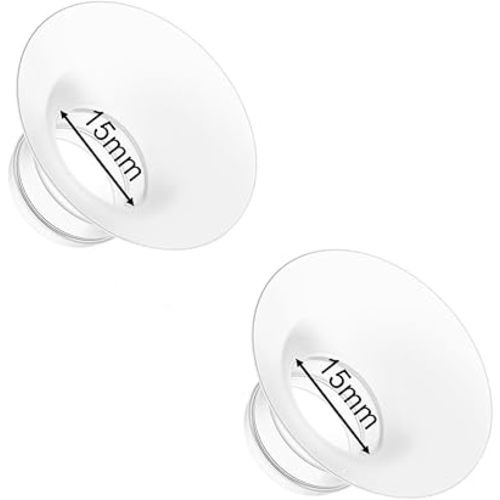 Flange Insert 15mm for Momcozy M9 M6 M5 V1 Pro V2 Pro S12 Pro S9 Pro, Compatible with Medela/Elvie/Spectra/Willow Go/eufy/Lansinoh Breast Pump, Breastfeeding Essential Kit, 2PCS