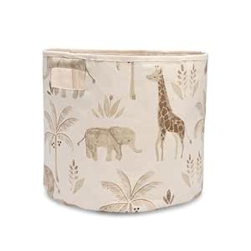 Crane Baby Fabric Round Nursery Storage Basket, Toy Storage, Safari Animal, 13"x12", Toy Basket, Baby Storage Organizer, Toy Organizers and Storage Bins, Baby Organizers and Storage, Toy Bins