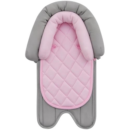 Pro Goleem Car Seat Head Support Infant, Soft Infant Car Seat Insert, 2 in 1 Carseat Head Support for Toddler, Perfect for Car Seat, Stroller, Swing, Bouncer, Pink and Gray