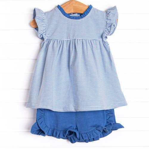 Grace Short Set, Medium Blue Stripe – Stitchy Fish