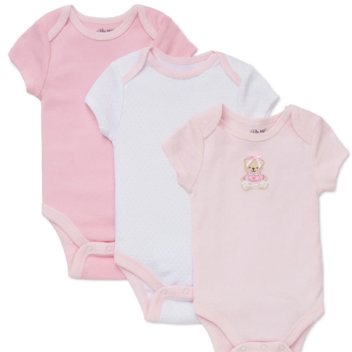 Pink Bear 3-Pack Bodysuits