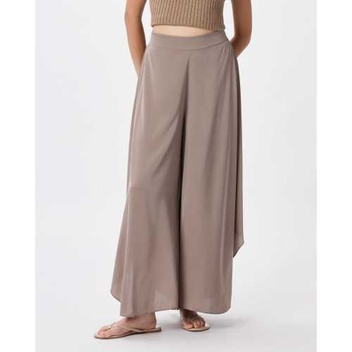 Washable Stretch Silk Palazzo Pants in Morel Grey
