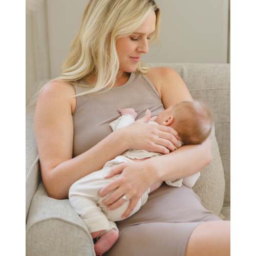 Sublime® Bamboo Maternity & Nursing Longline Bra Top | Oatmeal Heather - Kindred Bravely