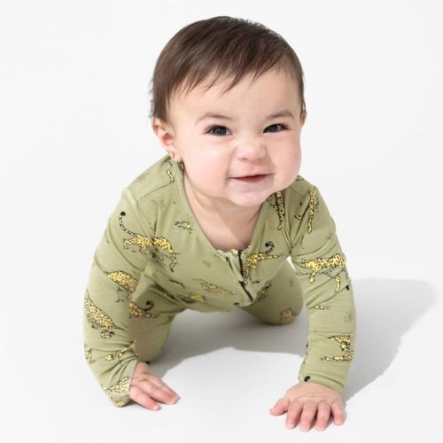 Bellabu Bear Baby Sage & Spots Leopard Bamboo Convertible Footie Green 3-6 Months