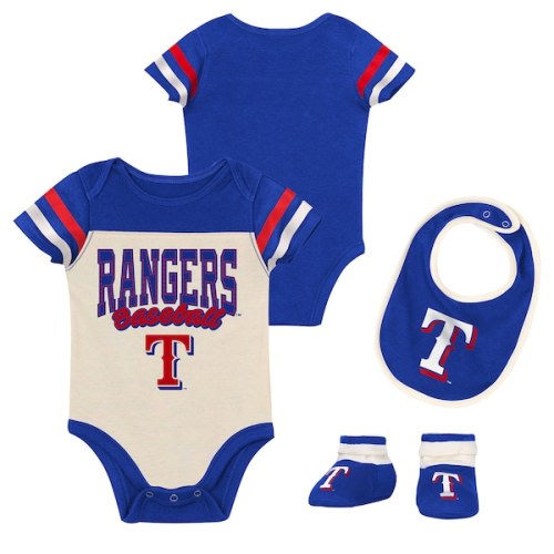 Newborn Texas Rangers Outerstuff Royal Up One Three-Piece Bodysuit, Bib & Booties Set