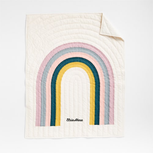 Personalized Asha Organic Cotton Rainbow Baby Crib Quilt