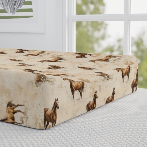 Horse Print Changing Pad Cover: Western Cowboy Nursery Decor, Giftable