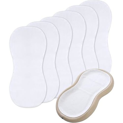 6 Pcs Changing Pad Liner, Compatible with Keekaroo Peanut Changer, Quilted Thicker Non-Slip Reusable Machine Washable Waterproof Changing Table Liners, White