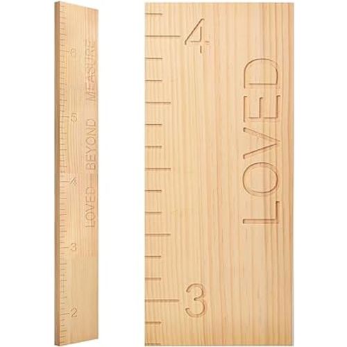 Growth Chart for Kids, Solid Wood Height Chart for Kids Toddler Baby playrooms and Bedrooms Wall Decor for up to 3 Children