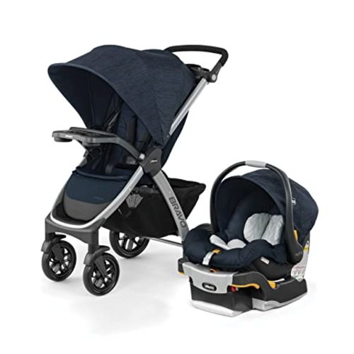 Chicco Bravo® 3-in-1 Trio Travel System, Bravo® Quick-Fold Stroller with KeyFit® 30 Infant Car Seat and Base, Car Seat and Stroller Combo | Parker