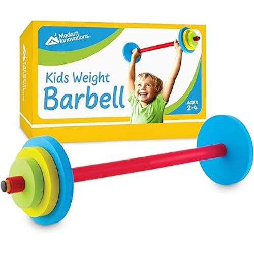 Modern Innovations Kids Barbell Weight Set, Toy Workout Equipment, Kid Weights for Exercise, Toddler Fun & Fitness (Colorful)…