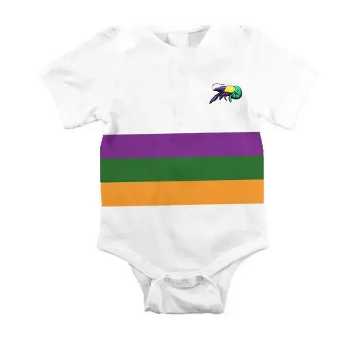 Crawfish Mardi Gras Chest Stripe Onesie