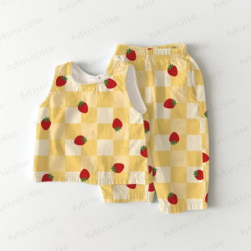 Baby 2-Piece Strawberry Plaid Sleeveless Set