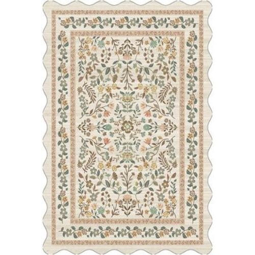 Fulvari Washable Area Rug Non Slip Low Pile Boho Floral Small Carpet for Bedroom, Bedside, Kitchen, Entryway, Kids Room, Office, College Dorm