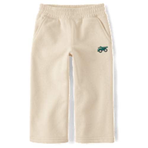 Baby And Toddler Boys Active Embroidered Premium Fleece Wide Leg Sweatpants - CREAM | The Children's Place CA