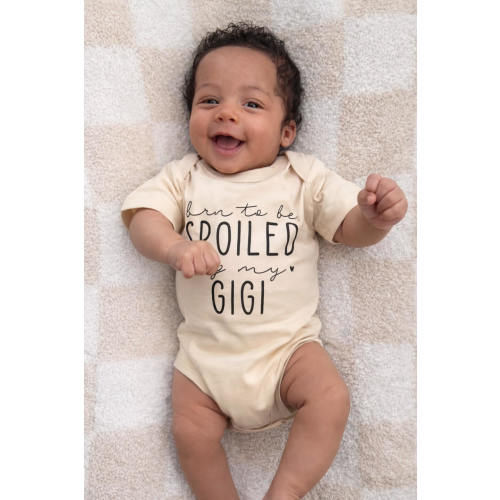 Personalized Born To Be Spoiled Graphic Bodysuit on Natural | Caden Lane