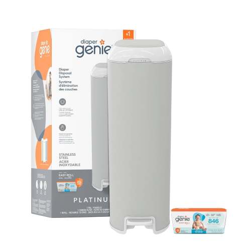 Diaper Genie Platinum Pail Gift Set, Lily White