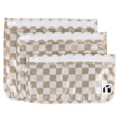 Clear Travel Bag 3 Pack: Sand Check – Bumkins