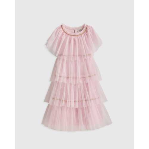 Recycled Tulle Tiered Dress - Kid in Pale Pink