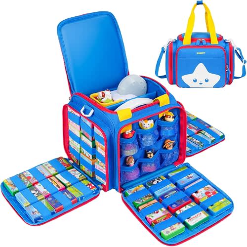 Carrying Case Compatible with Little Tikes Story Dream Machine and Headphones,Portable Storage Bag for Story Books and Audio Play Characters with Shoulder Strap,Gift for Kids,Blue,Case Only