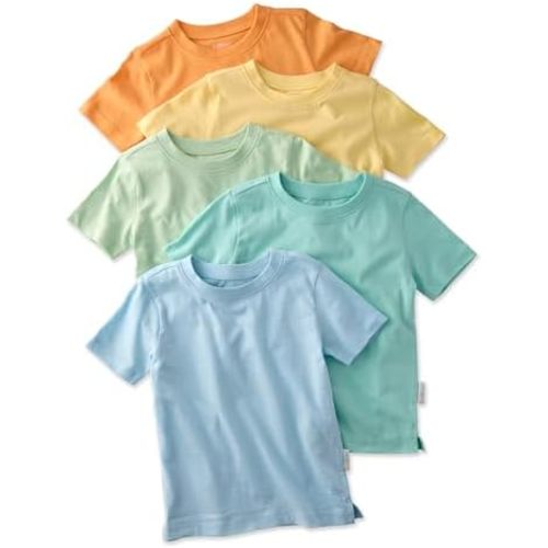 Taylor 5-Pack Toddler Short Sleeve T-Shirts 100% Organic Cotton for Toddler Boys and Girls​