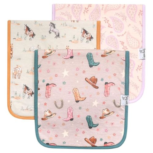 Copper Pearl Baby Burp Cloth Large 21''x10'' Size Premium Absorbent Triple Layer 3-Pack Gift Set Cheyenne