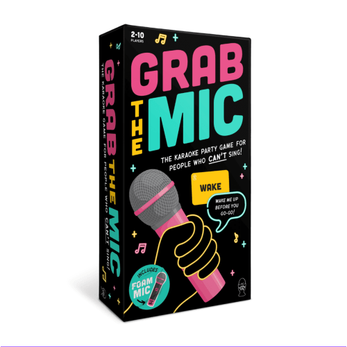 Lucky Egg Official Grab The Mic – Family Karaoke Board Game w/Foam Mic, 8+ Ages, 2-10 Players