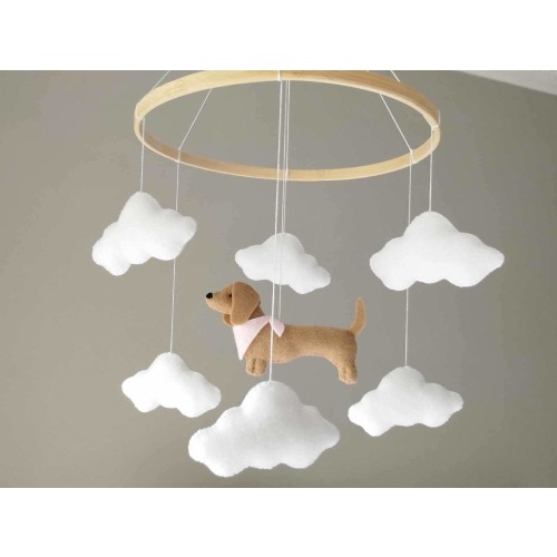 Dachshund Baby Mobile, Dachshund Mobile Nursery, Dachshund Nursery Decor, Dachshund Crib Mobile, Dachshund Baby Shower Gift, P#11