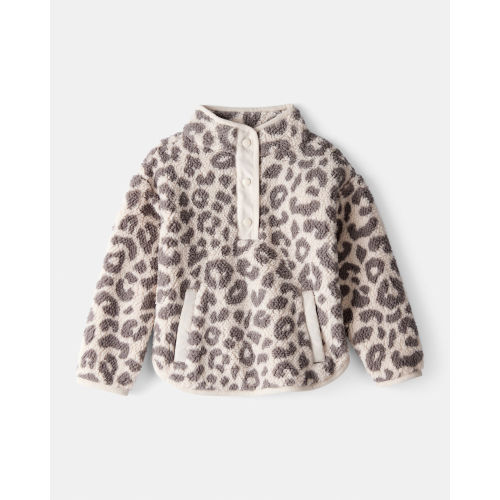 Toddler Girl Cheetah Sherpa Quarter-Snap Pullover - Brown - Carter's | Carter's