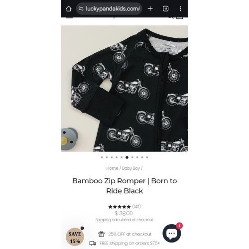 Bamboo Zip Romper | Born to Ride Black