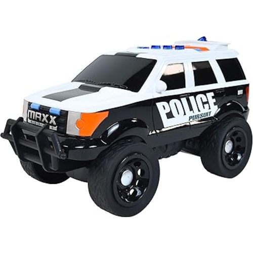 Sunny Days Entertainment Maxx Action 12’’ Large Police Car Toy – Siren Sounds and Bright Lights | Motorized Drive and Soft Grip Tires | Rescue SUV Patrol Vehicle for Kids 3-8