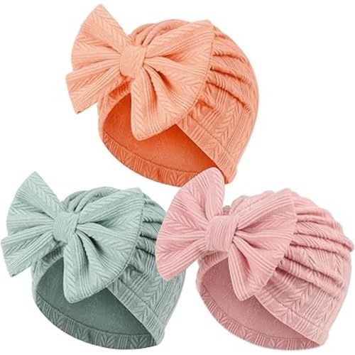 Newborn Baby Girl Hats with Bow Toddler Infant Beanie Cap Newborn Hospital Hats for Baby Girl Kid 0-12 Months