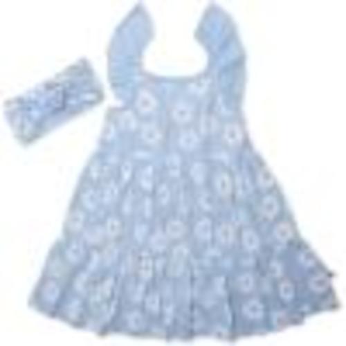 HonestBaby 2-Piece Outfit Dress & Headband Set for Infant, Baby and Toddler Girls(Daisy Daze) - HonestBaby