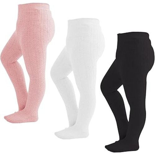 Marchare Baby Girls Tights Cable Knit Tights Thick Solid Footed Leggings Winter Warm Stockings
