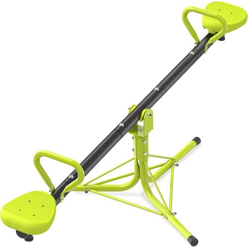 Teeter Totter Seesaw for Kids Children Ages 3-7, 360° Spinning Seesaw Outdoor Playground Toys, Rotating Teeter Totter with Safety Handle, Sturdy Steel Backyard Playset Gift for Boys Girls